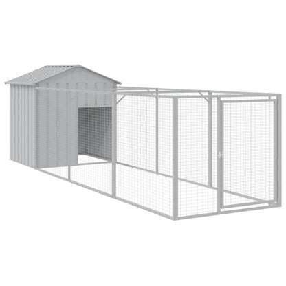 Vidaxl Caseta Perros Tejado Acero Galvanizado Gris Claro 117x405x123cm_0