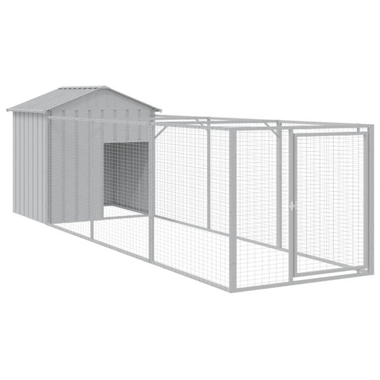 Vidaxl Caseta Perros Tejado Acero Galvanizado Gris Claro 117x405x123cm_0