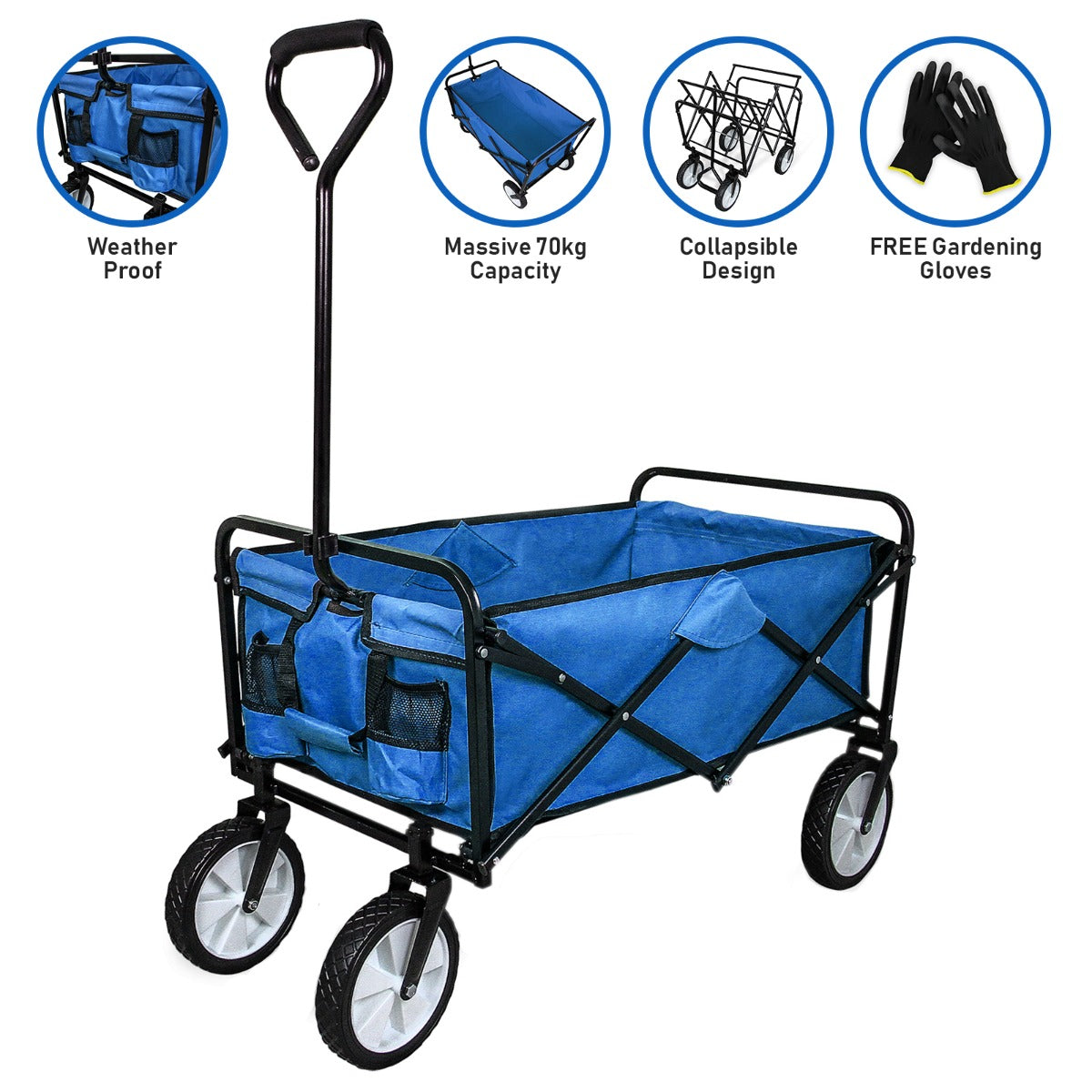 Carretilla De Jardín Plegable Azul Para Jardinería Con Funda Impermeable_1