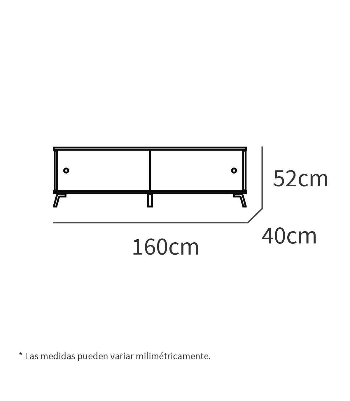 Mesa De Television Kamet 2 Puertas Correderas Acabado Roble Aurora, En Varios Colores 52 Cm(alto)160 Cm(ancho)40 Cm(largo)_4