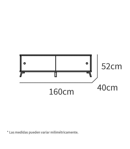 Mesa De Television Kamet 2 Puertas Correderas Acabado Roble Aurora, En Varios Colores 52 Cm(alto)160 Cm(ancho)40 Cm(largo)_5