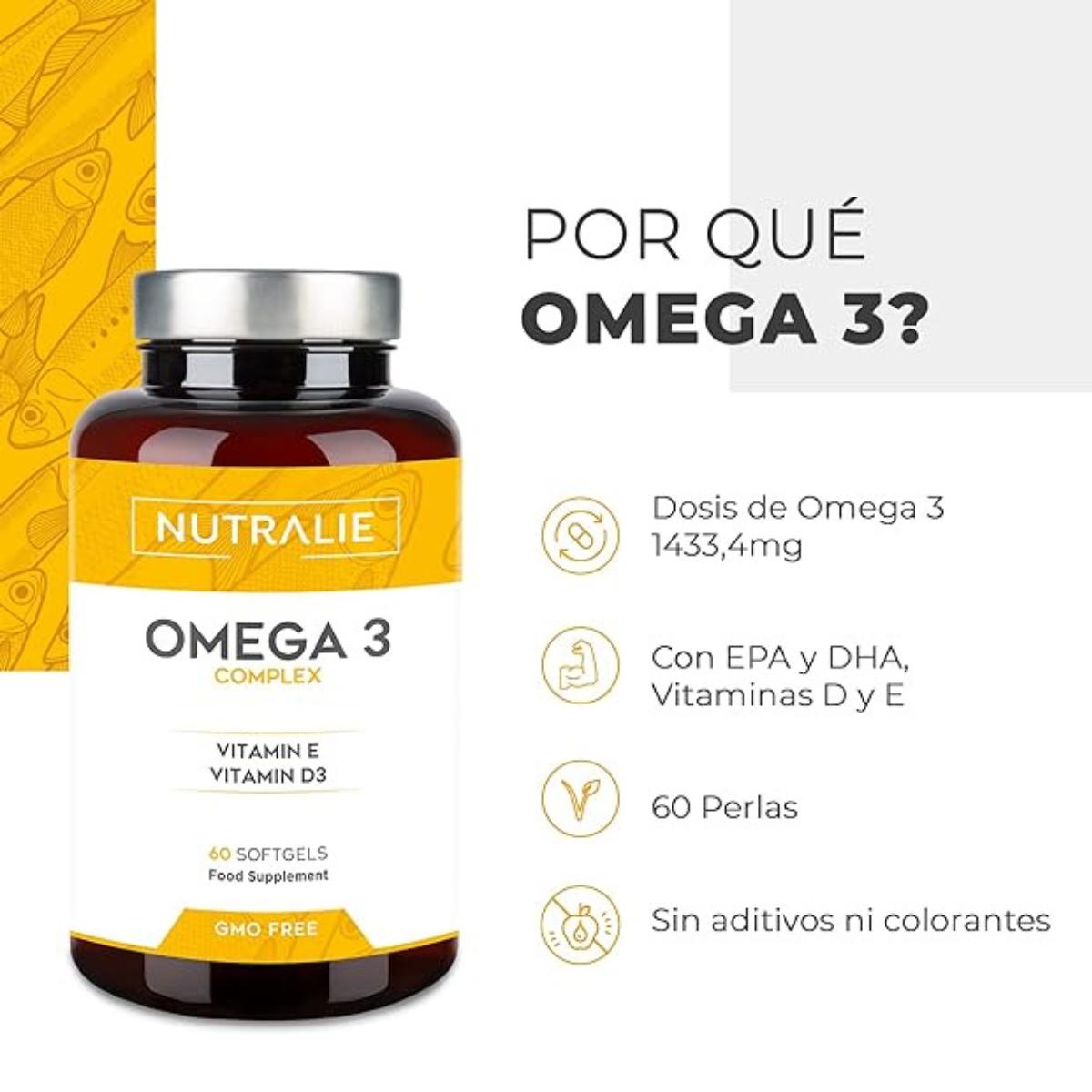 Complexo Ómega 3 2000mg + Vit E e D3 DHA EPA Nutralie 60 Cápsulas Softgel