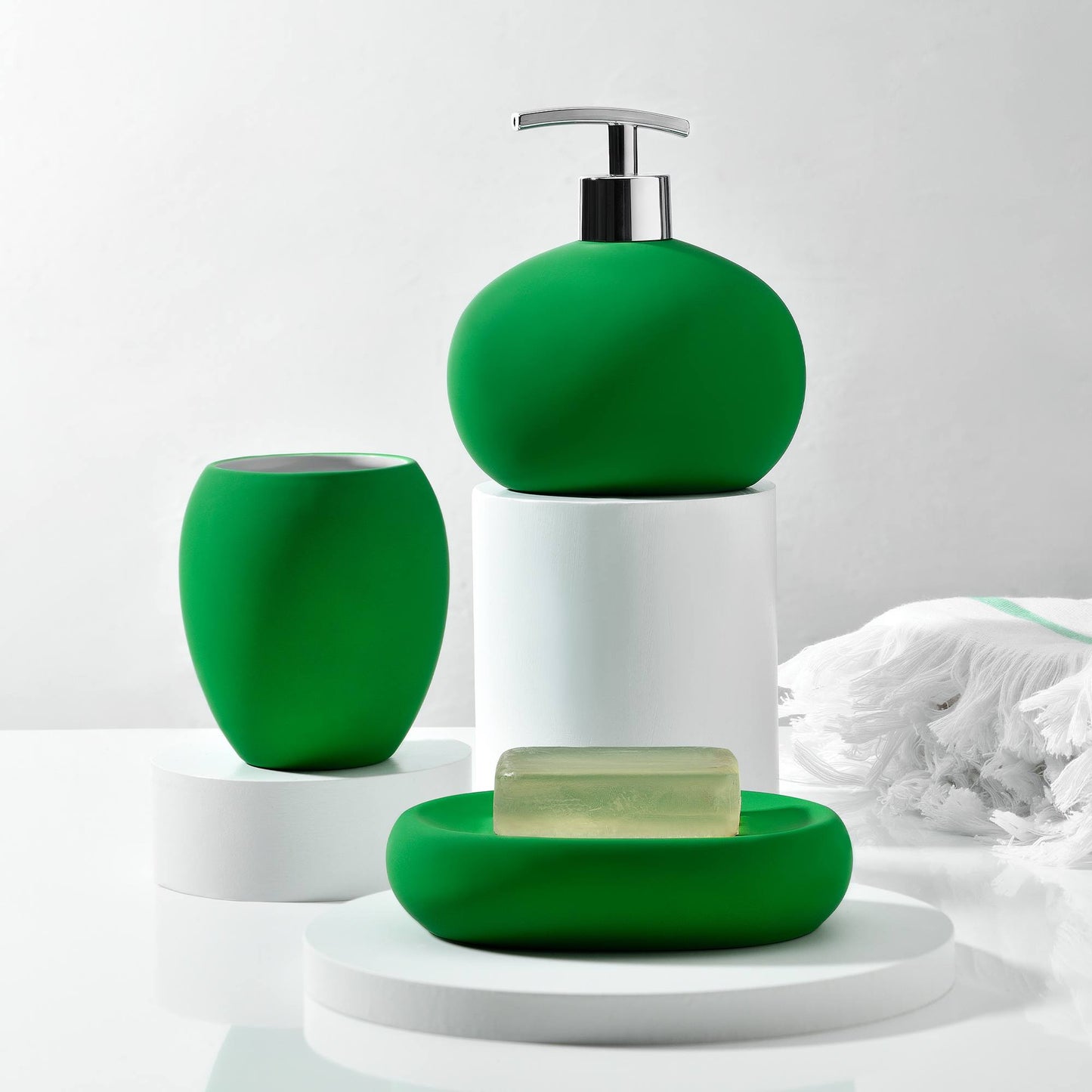 Dispensador De Jabón Baño En Cerámica Verde_2