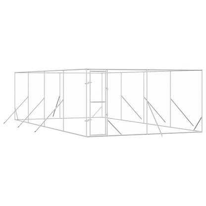 Perrera De Exterior Acero Galvanizado Plateado 4x8x2 M_0
