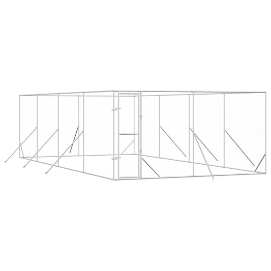 Perrera De Exterior Acero Galvanizado Plateado 4x8x2 M_0
