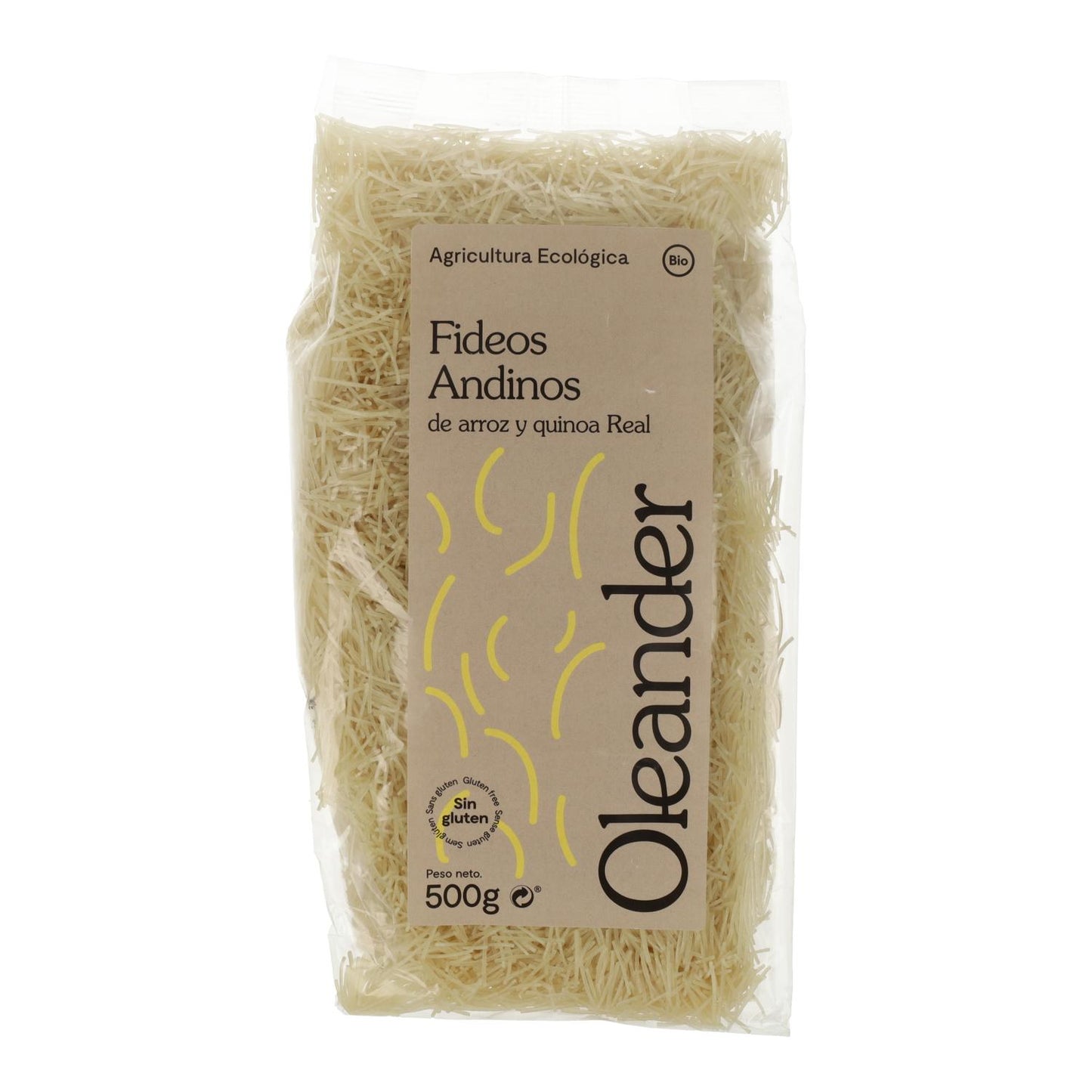 Massa de arroz e quinoa biológica sem glúten Oleandro 500 g