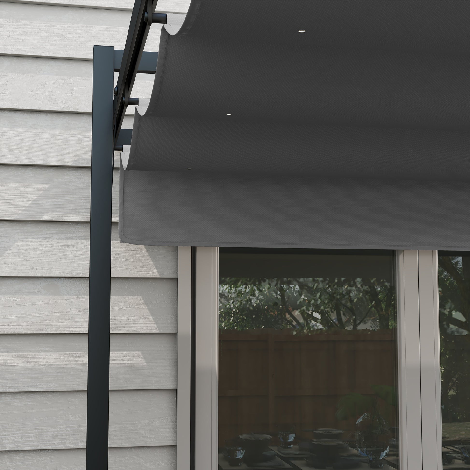 Outsunny Pérgola 3x4 M Con Techo Retráctil De Poliéster Gris Oscuro_3