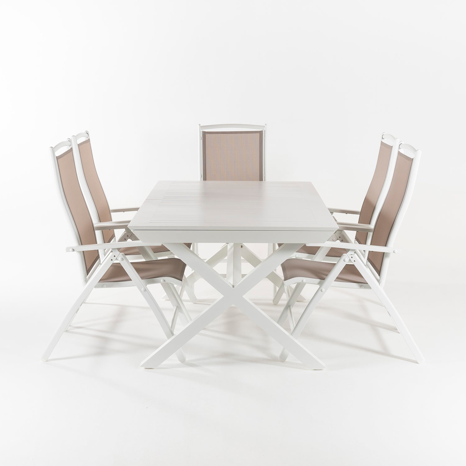 Conjunto Para Jardín De Mesa Extensible 170-240 Y 6 Sillones Reclinables Y Plegables Color Blanco_3