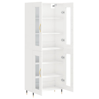 Aparador Alto Madera Contrachapada Blanco Brillo 69,5x34x180 Cm_3