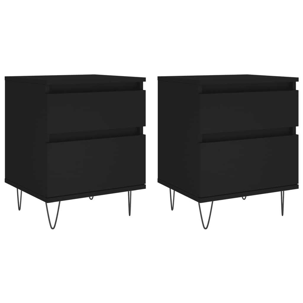 Mesitas De Noche 2 Uds Madera De Ingeniería Negro 40x35x50 Cm_0