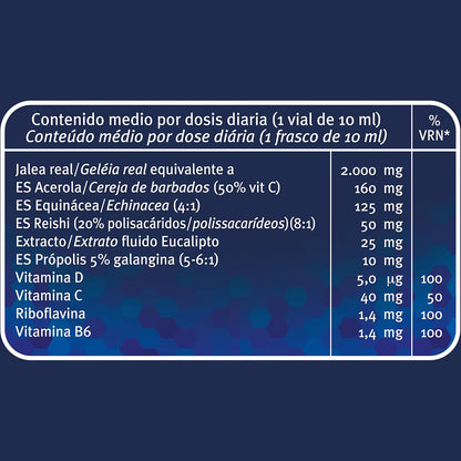 Geleia Real 2000mg Mega Imunidade Total, com Reishi, Própolis e Equinácea Royal Vit 30 ampolas