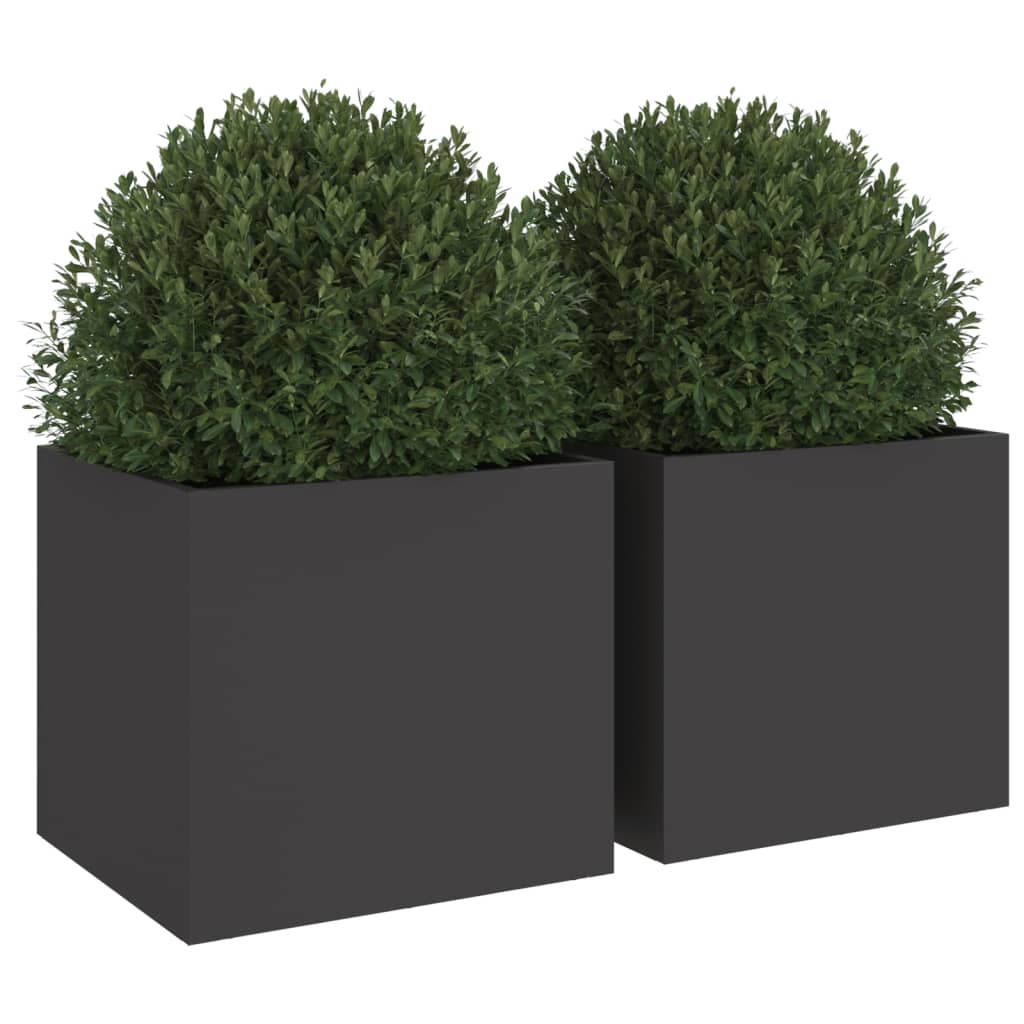 Jardineras 2 Unidades Acero Negro 32x30x29 Cm_3
