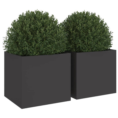 Jardineras 2 Unidades Acero Negro 32x30x29 Cm_3