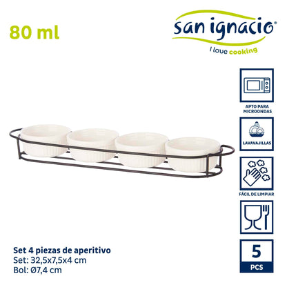Set 4 Pzs Aperitivo Con Soporte Porcelan Colección Vessia_1