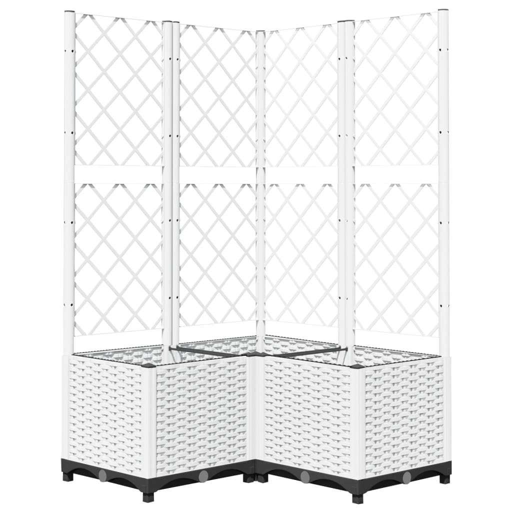 Jardinera Con Enrejado Pp Blanco 80x80x136 Cm_0