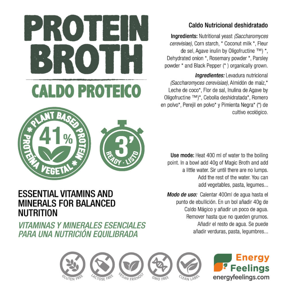 Caldo de proteína vegan Magic Broth Energy feelings