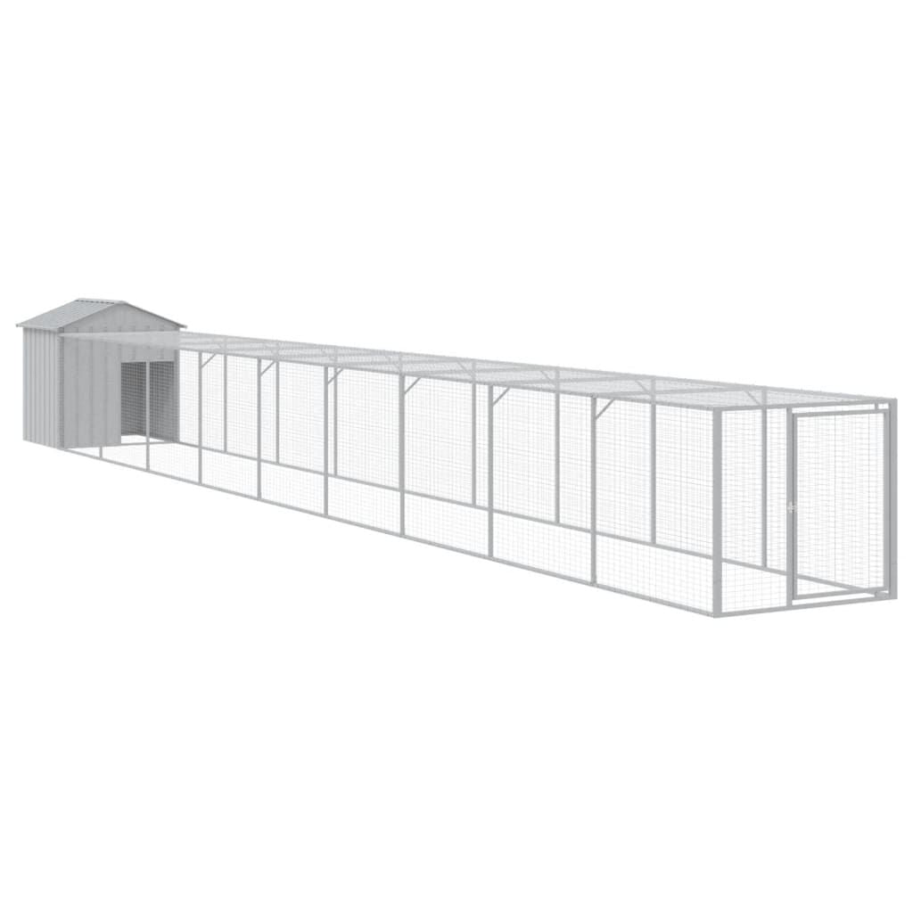 Vidaxl Gallinero Y Corral Acero Galvanizado Gris Claro 117x1017x123 Cm_0
