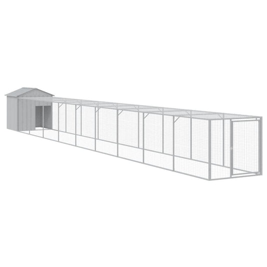 Vidaxl Gallinero Y Corral Acero Galvanizado Gris Claro 117x1017x123 Cm_0