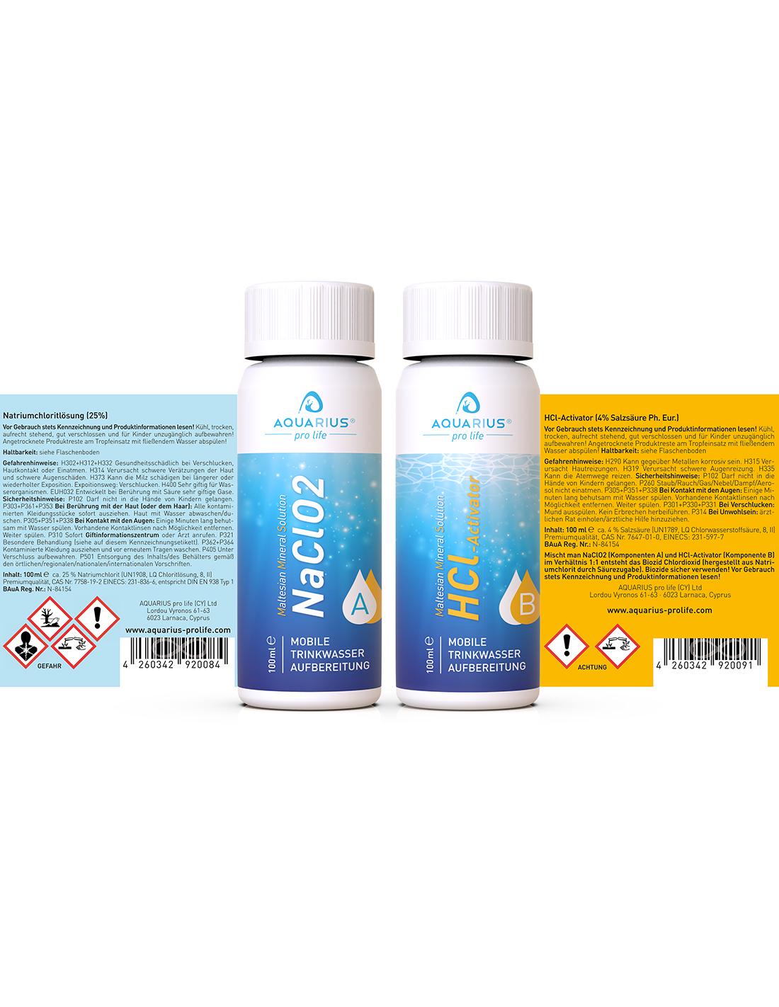 Aquarius Pro Life - Mms-classic 2x100ml Juego De Dióxido De Cloro Para La Activación