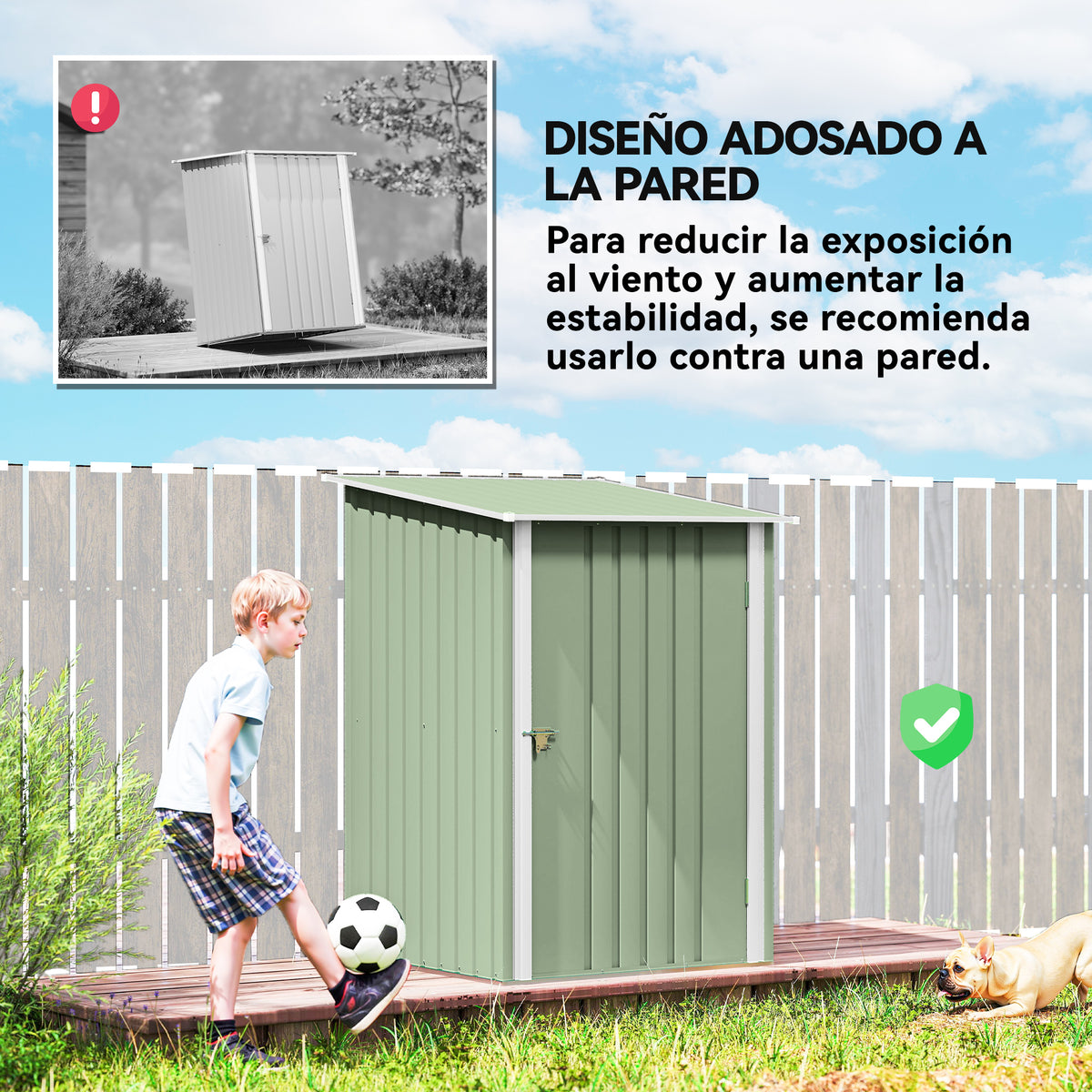 Caseta De Jardín Outsunny Acero Galvanizado Verde 100x103x160 Cm_5
