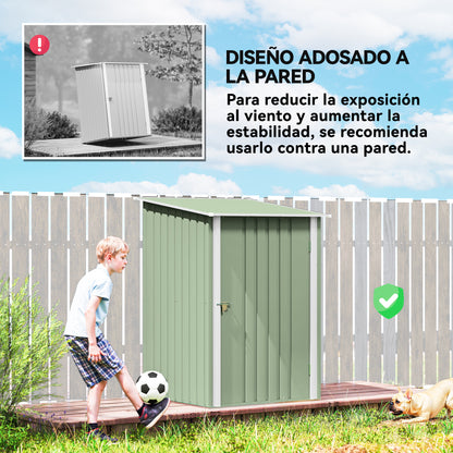 Caseta De Jardín Outsunny Acero Galvanizado Verde 100x103x160 Cm_5