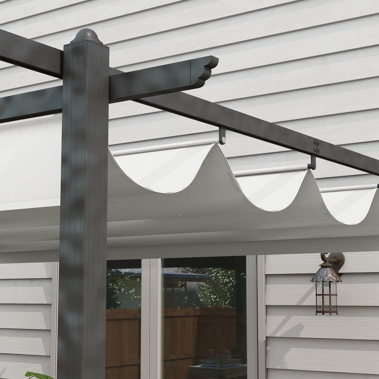 Outsunny Conjunto De Pérgola Incluye 1 Pérgola De Jardín 4x3 M Y 1 Cubierta_4