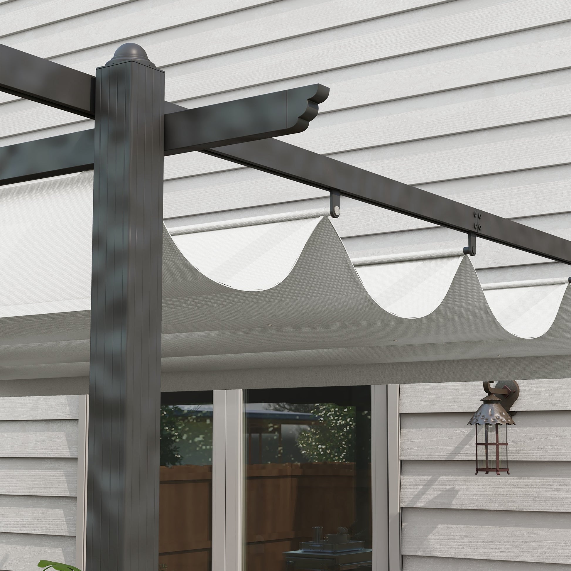 Outsunny Conjunto De Pérgola Incluye 1 Pérgola De Jardín 4x3 M Y 1 Cubierta_4