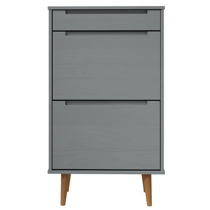 Vidaxl Zapatero Molde Madera Maciza De Pino Gris 59,5x35x103 Cm_3