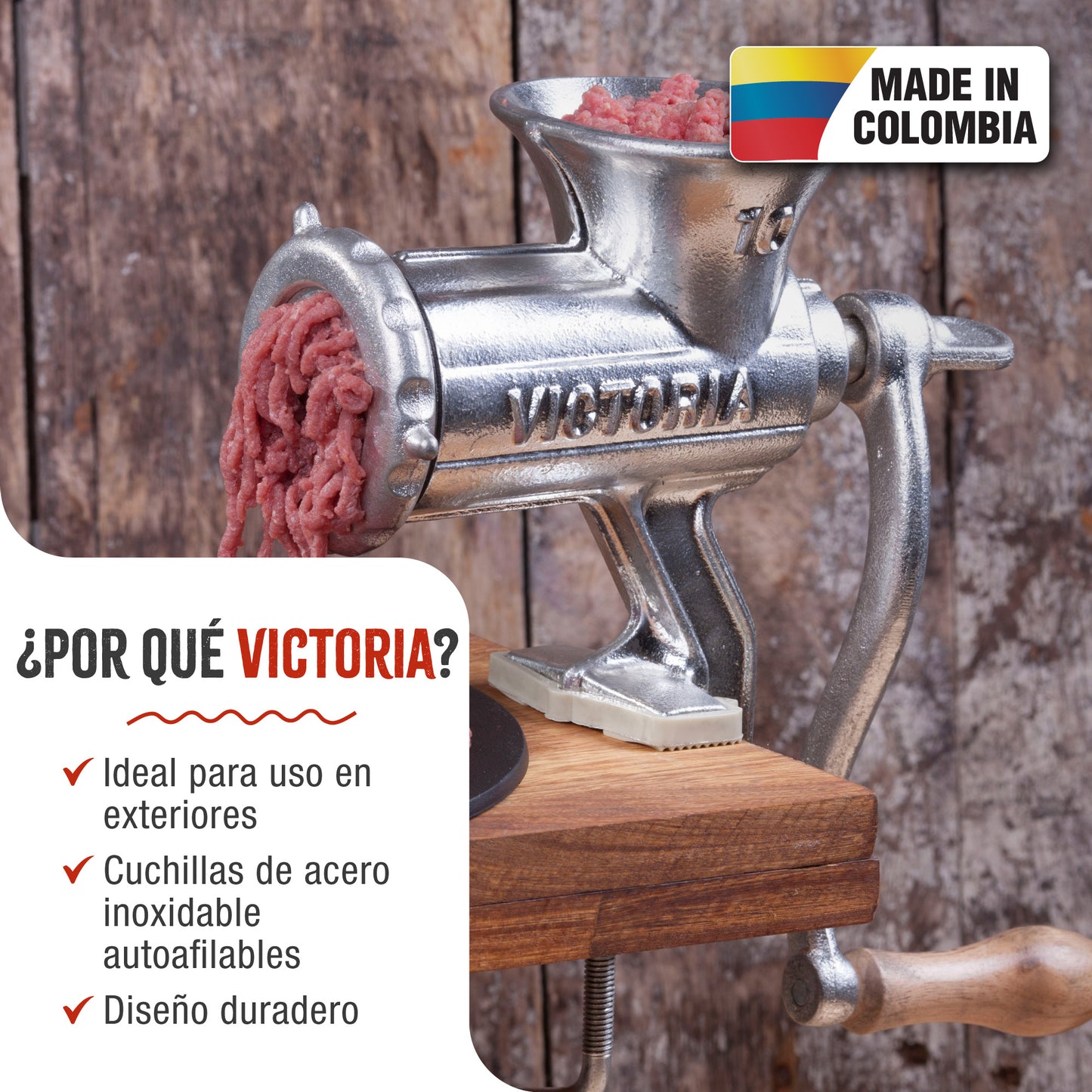 Victoria Picadora Trituradora De Carne Manual, Embutidora Salchichas, Chorizo, Máquina Para Picar Carne, 30049, Cromado_1
