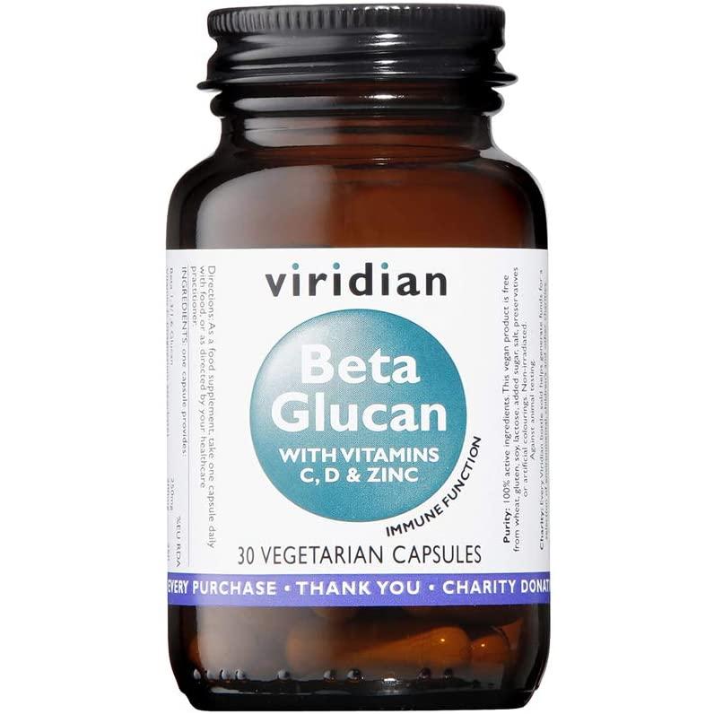 Beta Glucan 250mg (mais vitamina C, D3 e zinco) Viridian 30 cápsulas