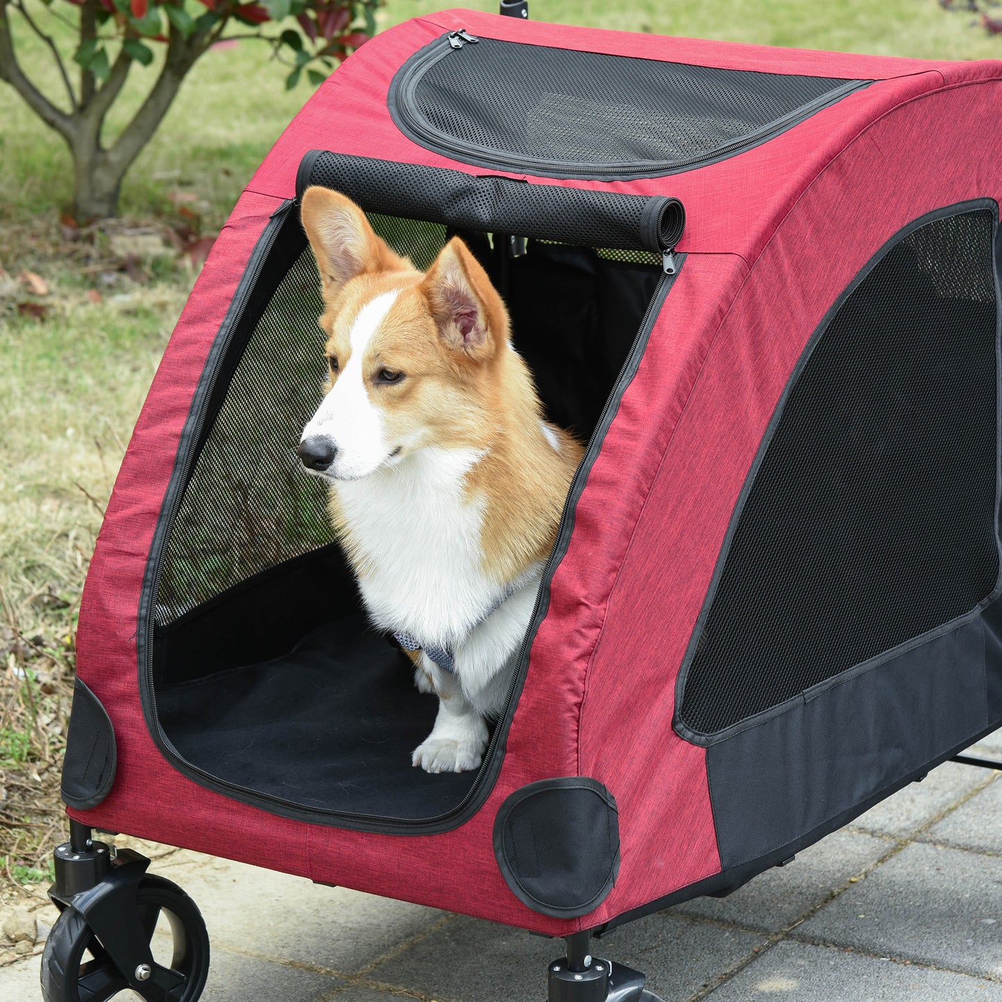 Pawhut Cochecito Para Mascotas Buena Ventilación Cojín Extraíble 98x82x110 Cm_3