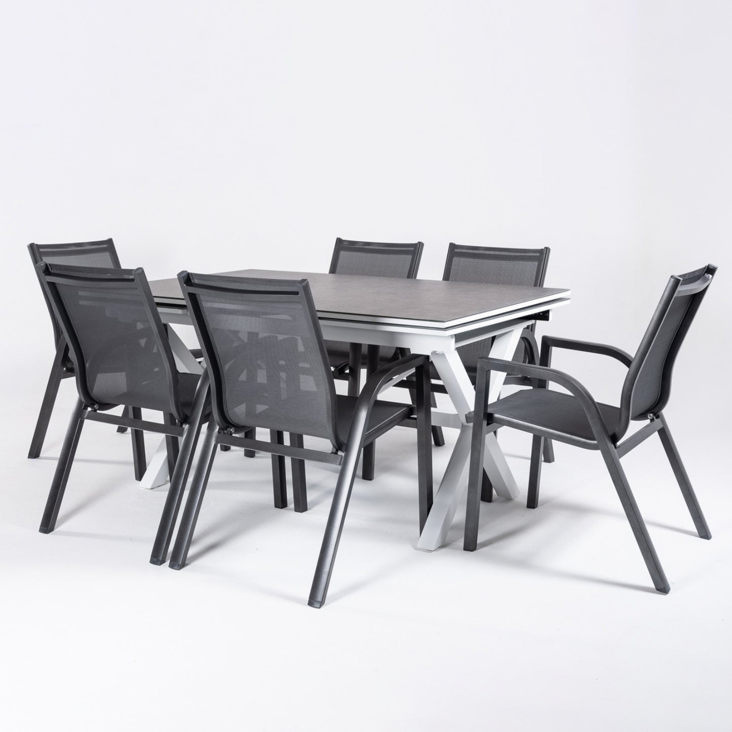 Conjunto De Mesas Y Sillas De Exterior, Reforzado, Aluminio, Color Blanco_2