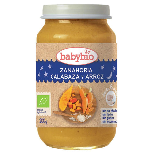 Pote Boa Noite Cenoura, Abóbora e Arroz, Babybio 200 g