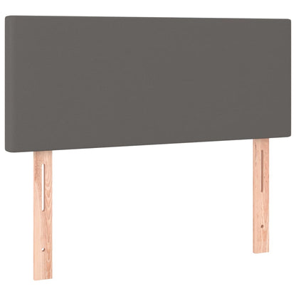 Cama Box Spring Y Colchón Led Cuero Sintético Gris 90x200 Cm / Vetonek_5