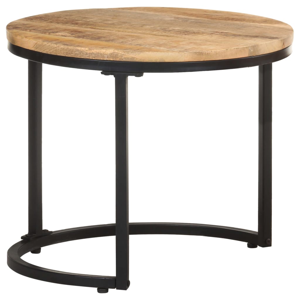 Mesitas Auxiliares 3 Piezas Madera De Mango Rugosa_2