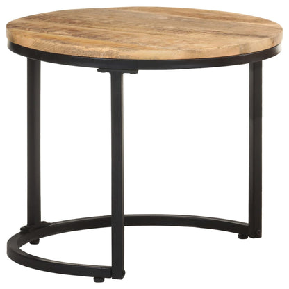 Mesitas Auxiliares 3 Piezas Madera De Mango Rugosa_2