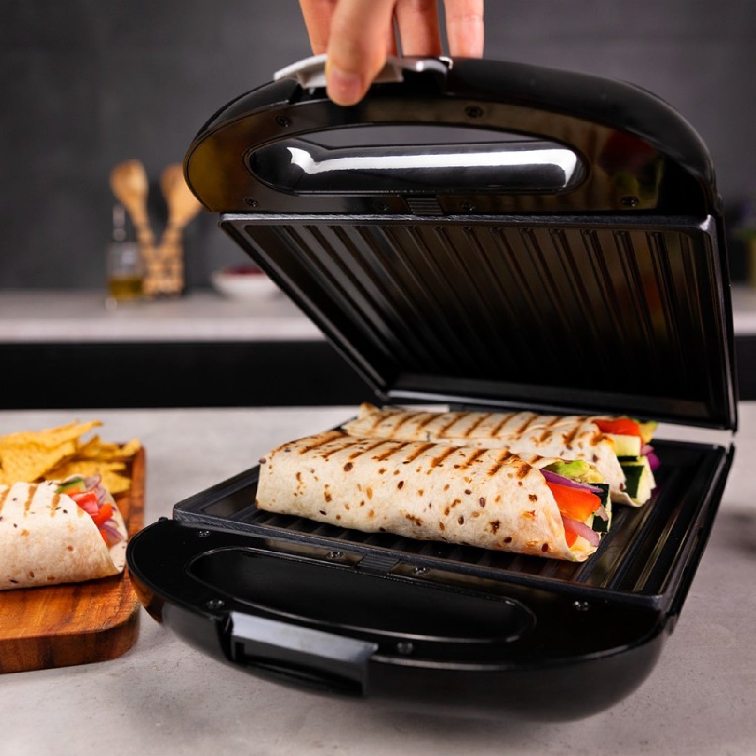 Sandwichera Rock'ntoast Family 3in1. 1500 W, Capacidad Para 4 Sandwiches, Revestimiento Antiadherente, 3 Placa Intercambiables, Rapidez Y Tostado Un_1