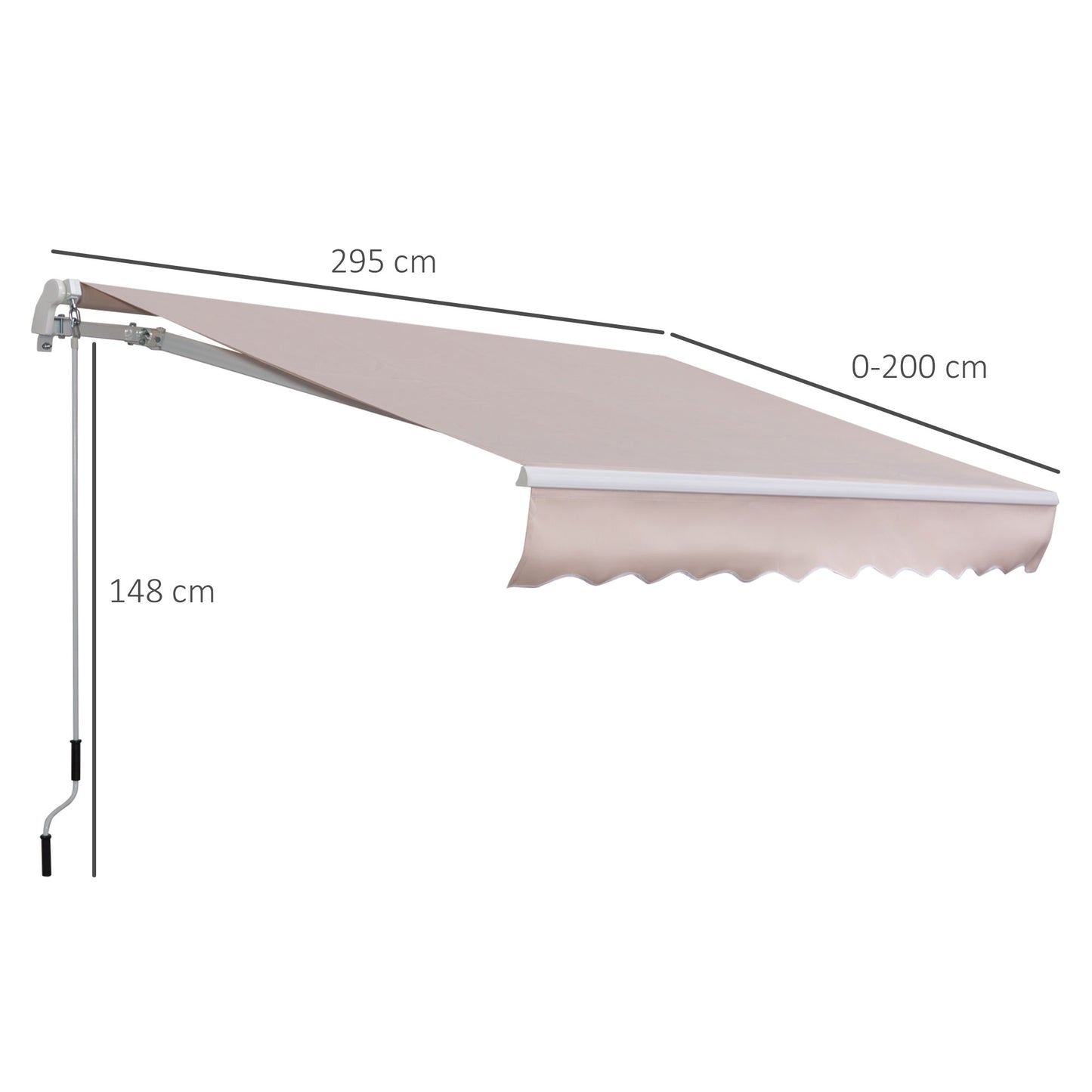 Outsunny Toldo Con Brazo Plegable 3x2m Ángulo Ajustable Aluminio Puerta Ventana_2