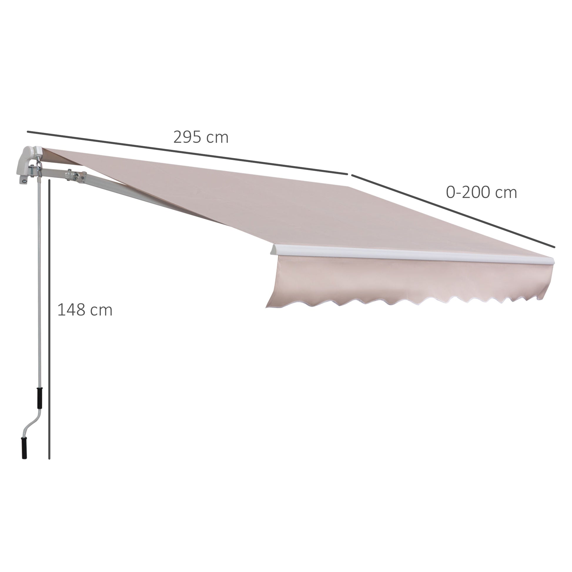 Outsunny Toldo Con Brazo Plegable 3x2m Ángulo Ajustable Aluminio Puerta Ventana_2