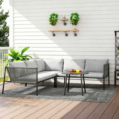 Outsunny Conjunto Jardín De Ratán Con 2 Sofás De 2 Plazas Sofá Esquina Mesa Gris_3