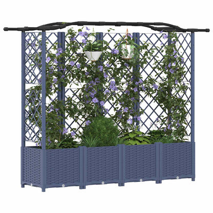 Cama Elevada Con Trellis Y Techo Gris 204 X 40 X 138 Cm Pp_2