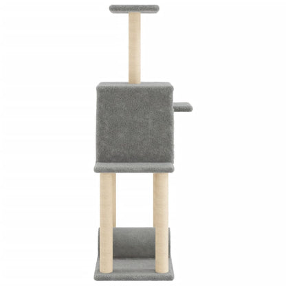 Rascador Para Gatos Con Postes De Sisal Gris Claro 122 Cm_4