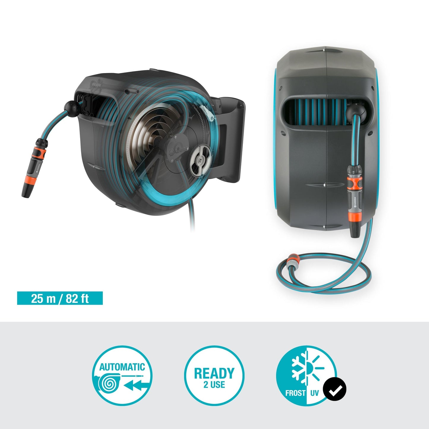 Suporte de mangueira de parede Gardena RollUp M/L 25 m