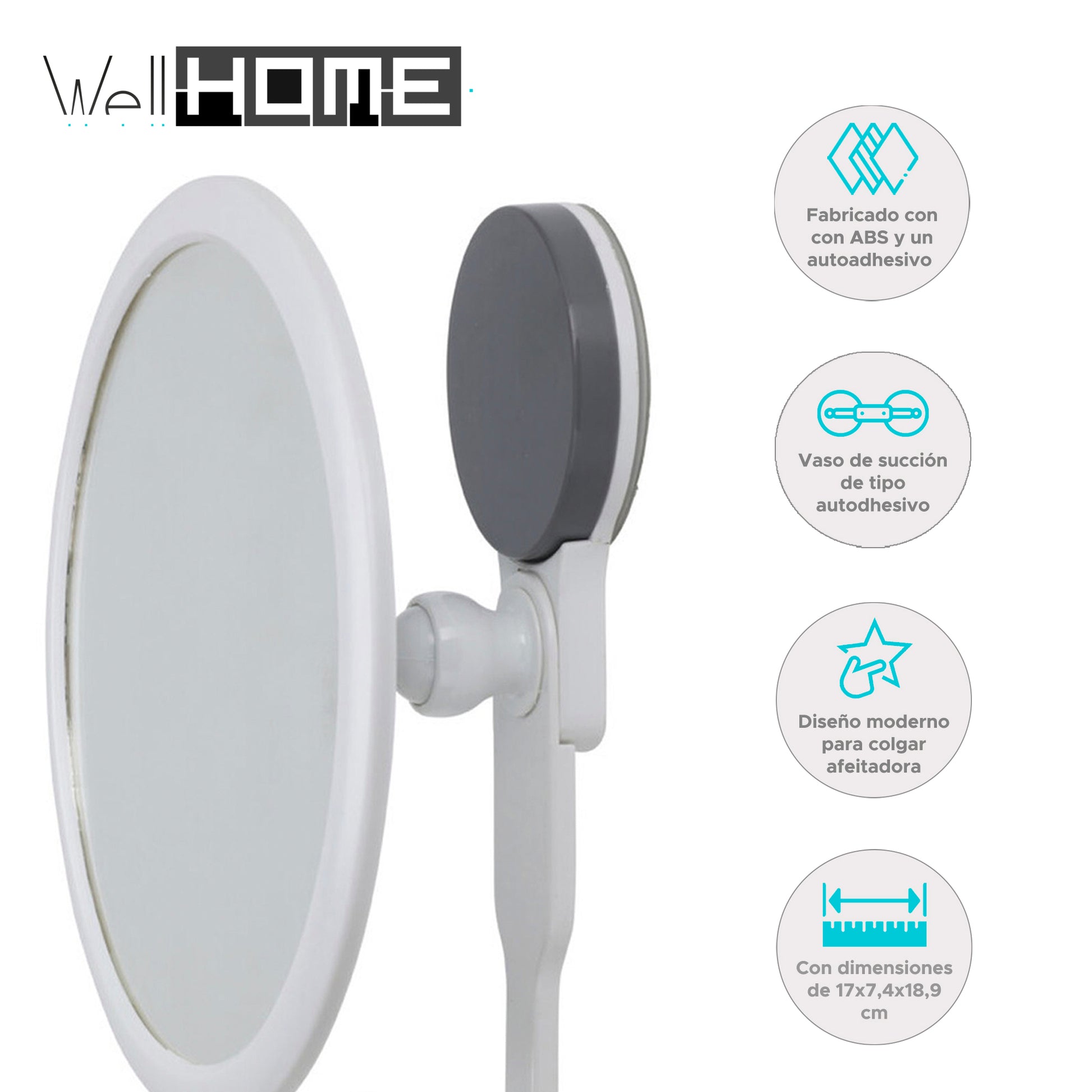 Espejo Con Abs Autoadhesivo 17x7,4x18,9cm - Well Home_1