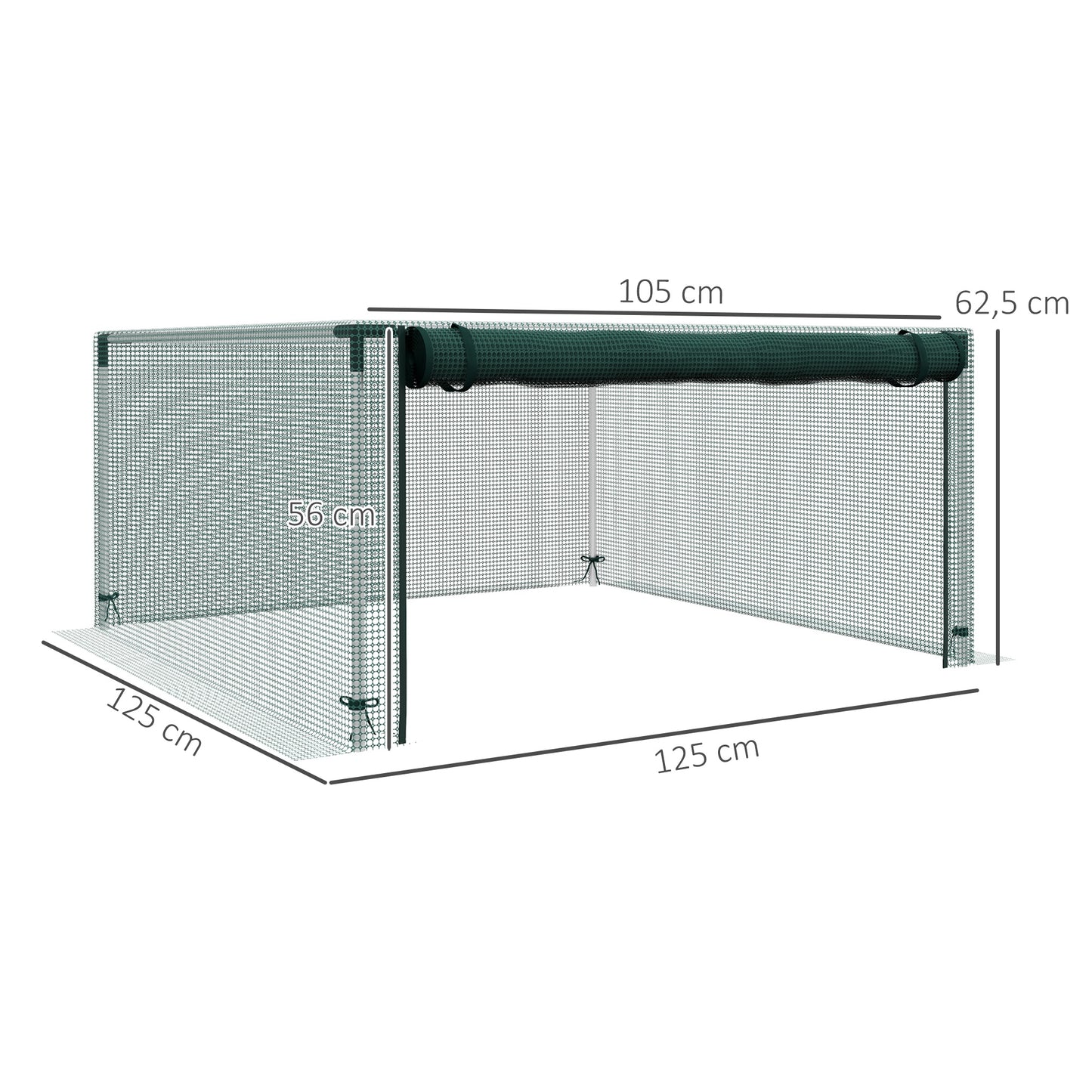 Outsunny Jaula De Cultivo Con Soportes De Acero Puerta 125x125x62,5 Cm Verde_2