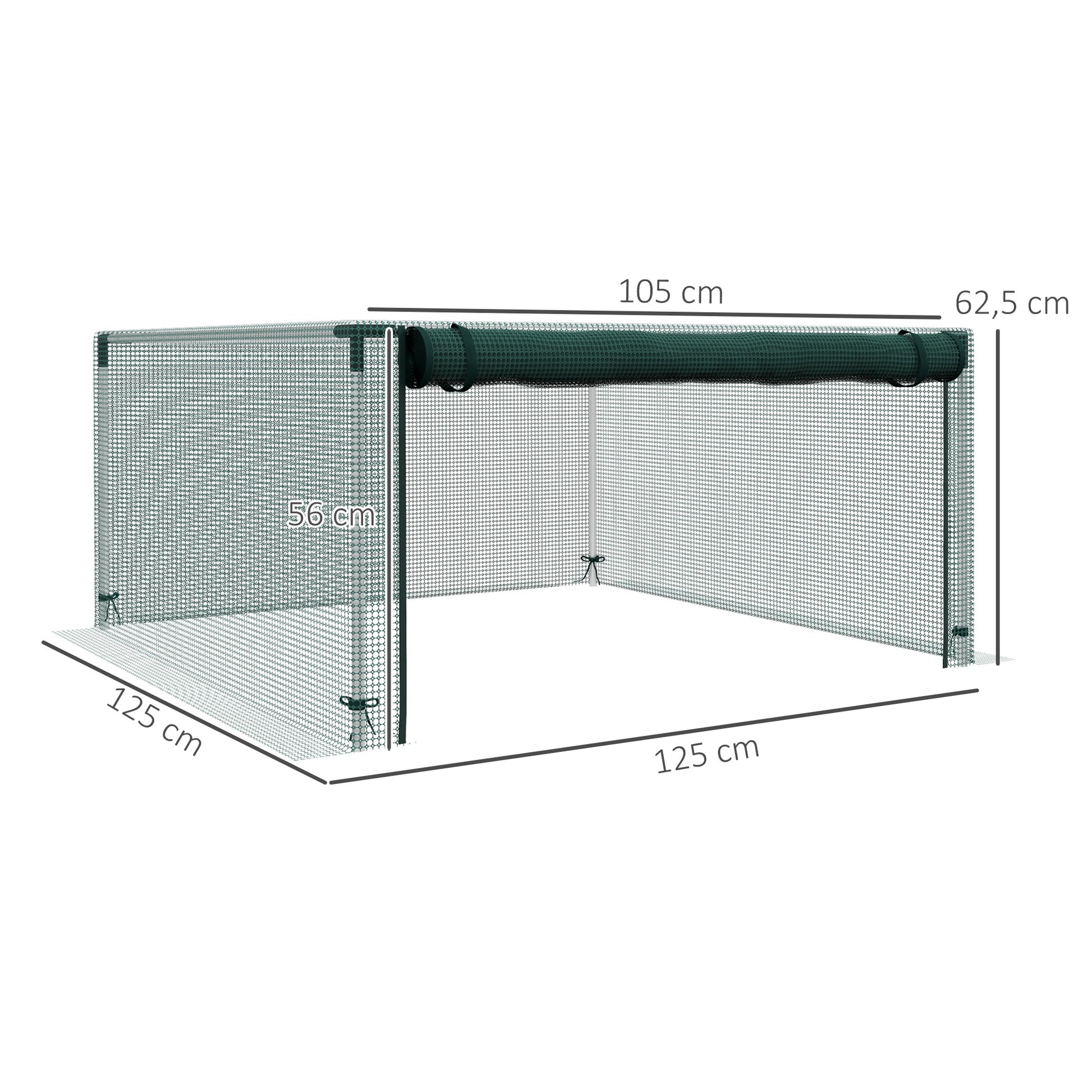 Outsunny Jaula De Cultivo Con Soportes De Acero Puerta 125x125x62,5 Cm Verde_2