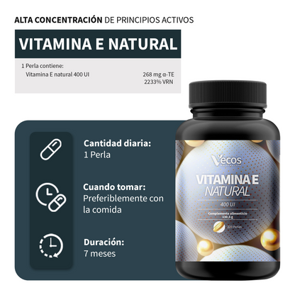 Vitamina E Natural 400 UI VECOS | Protección celular y antioxidante | D-alfa tocoferol | Alta concentración_2