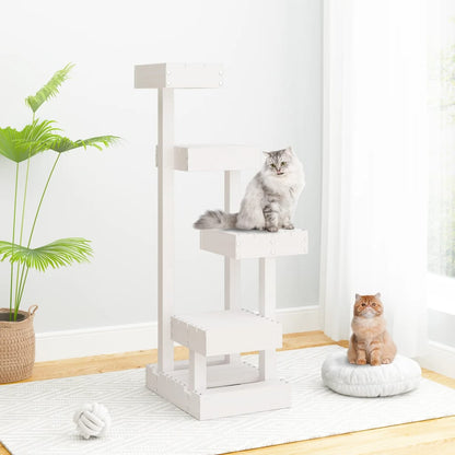 Árbol Para Gatos Madera Maciza De Pino Blanco 45,5x49x103 Cm_1