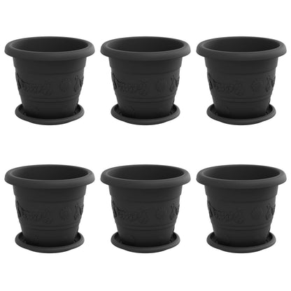 Macetas 6 Uds. Negro Ø 22 X 18 Cm Plástico_0