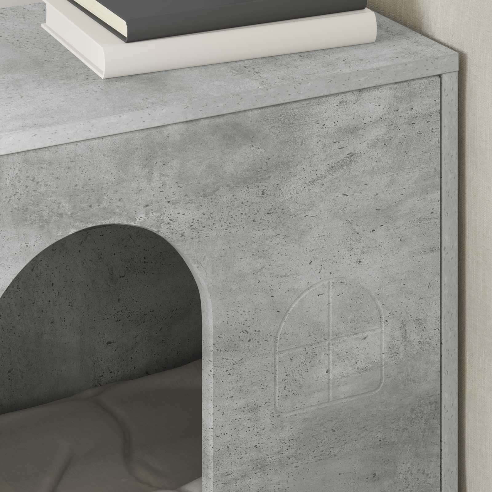 Casa Para Gatos Concreto 51 X 30 X 52 Cm Madera De Ingeniería_3
